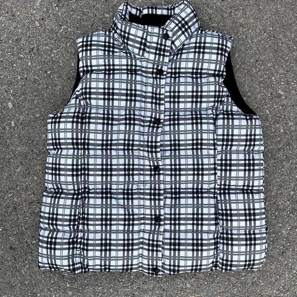 Faded Glory Jackets & Blazers - FADED GLORY BLACK WHITE & PLAID PUFFER VEST WOMEN'S SIZE L